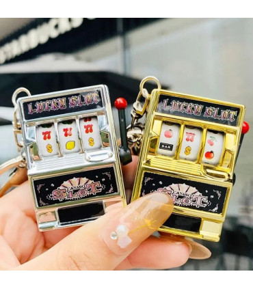 [Black] Mini machine à sous de jeu avec porte-clés, gadget anti-stress, porte-clés de jeu amusa