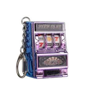[Purple] Mini machine à sous de jeu avec porte-clés, gadget anti-stress, porte-clés de jeu amus