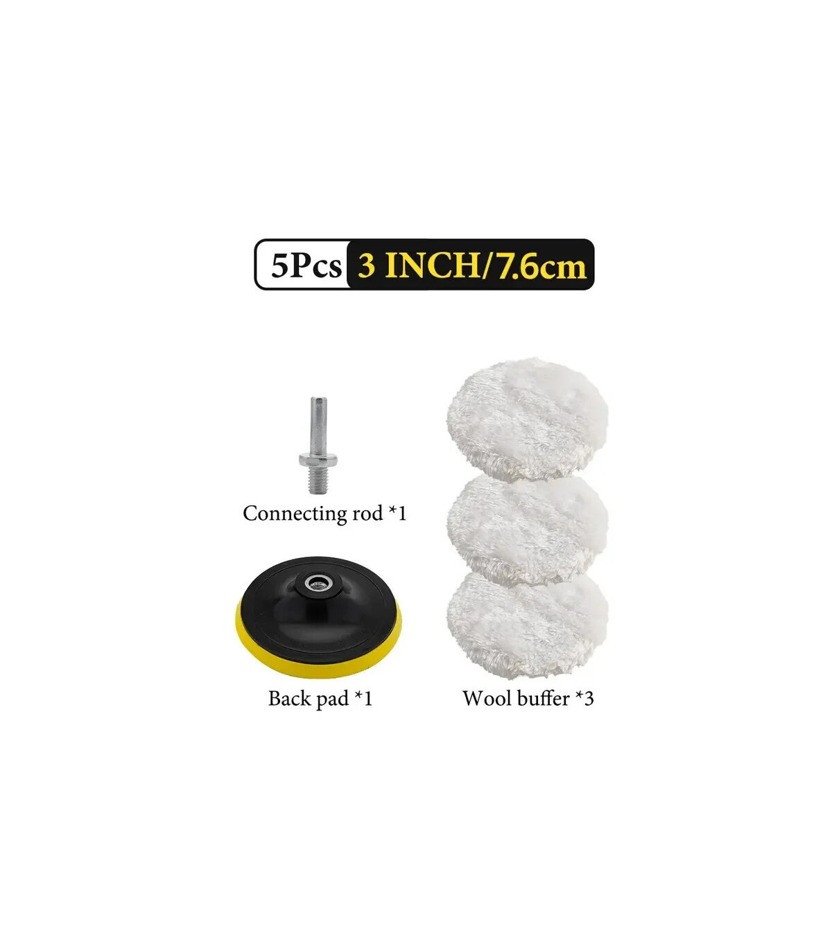 [Roue de laine 3in-5pcs] Kit de polissage 3/4/5 pouces, 5 pièces, tampon de polissage pour voit