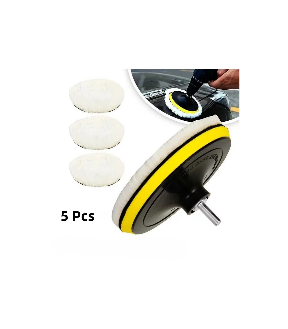 [Roue de laine 3in-5pcs] Kit de polissage 3/4/5 pouces, 5 pièces, tampon de polissage pour voit