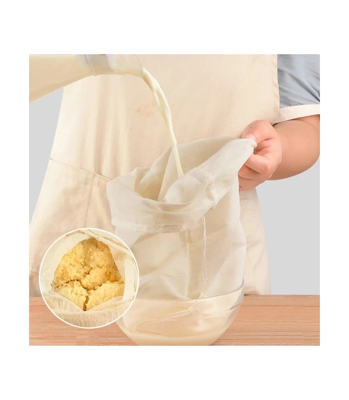 [White] Gaze de coton réutilisable, articles de cuisine, Tofu, fromage, tissu filtrant, beurre,