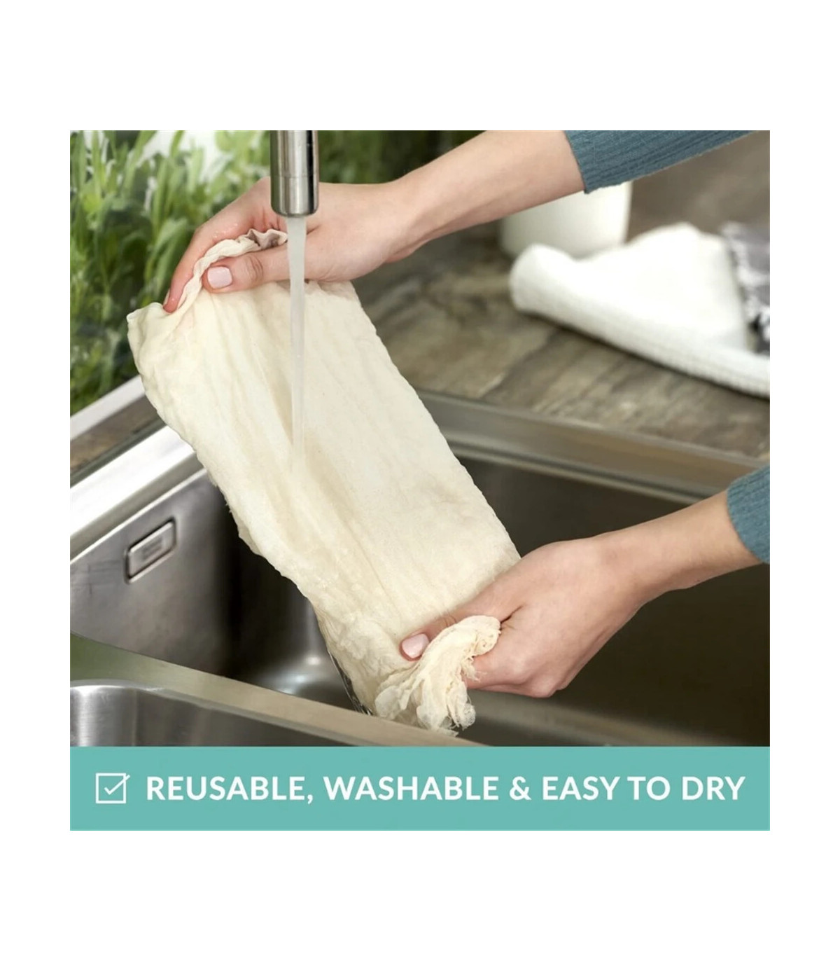 [White] Gaze de coton réutilisable, articles de cuisine, Tofu, fromage, tissu filtrant, beurre,