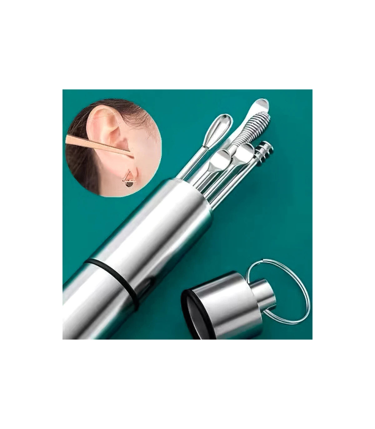 [Argent CHINA] Ensemble de nettoyage des oreilles, dissolvant de cire d\'oreille, cuillère d\'ore