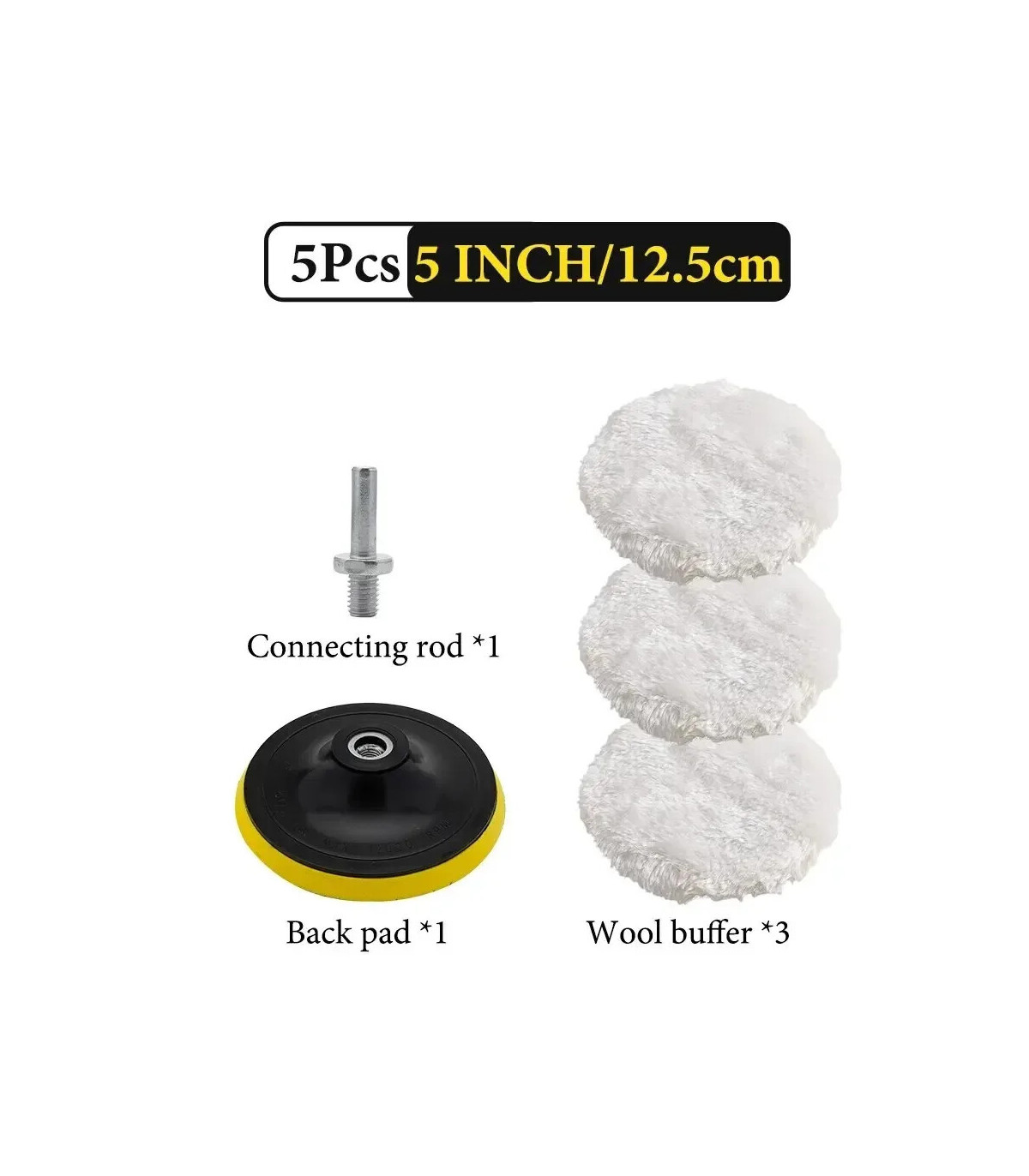 [5in-5pcs] 5 pièces 3/4/5 pouces ensemble de polissage Gadgets de voiture tampon de polissage d