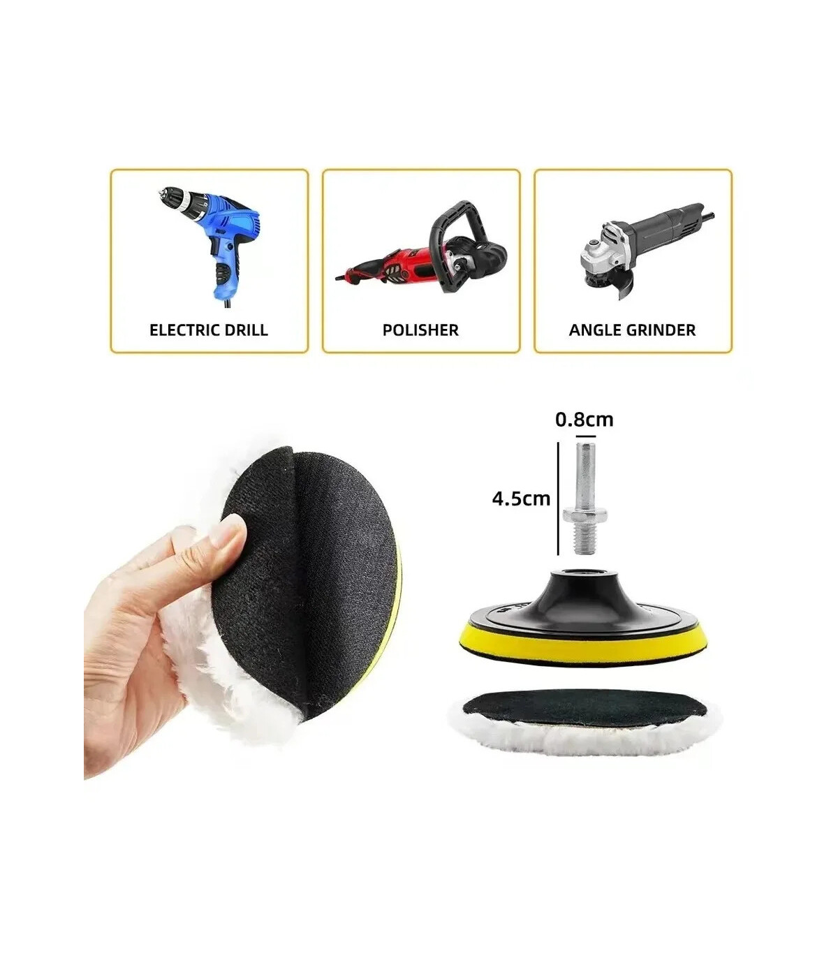 [Random color] 5 pièces 3/4/5 pouces ensemble de polissage Gadgets de voiture tampon de polissa