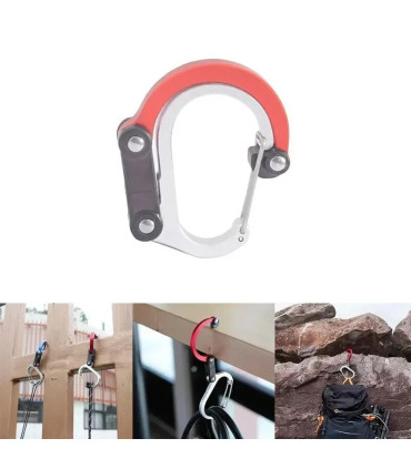 [Red] Boucle d\'alpinisme en alliage d\'aluminium, Camping randonnée voyage sac à dos Gadget d\'es