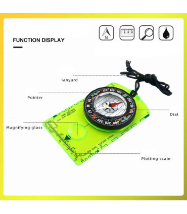 [Green CHINA] Boussole d\'orientation étanche pour la lecture de cartes, plaque de base, randonn