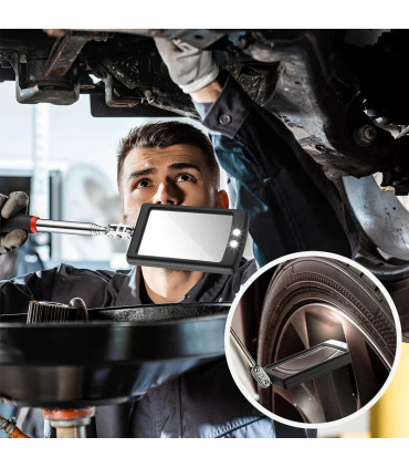 [5Pcs] Ensemble d\'outils de ramassage magnétique télescopique, miroir d\'inspection, lampe de po