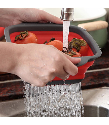 [Large Green] Mir de lavage de légumes pliable, filtre à fruits, passoire portable, nettoyeur d