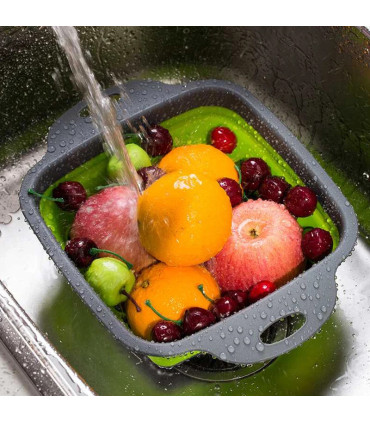 [Small Red] Mir de lavage de légumes pliable, filtre à fruits, passoire portable, nettoyeur de 