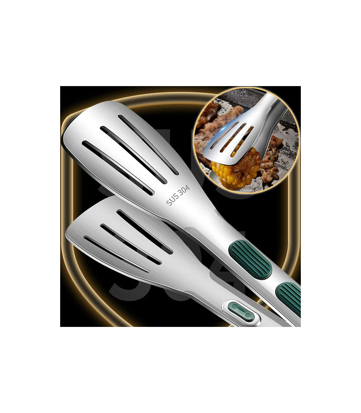 [9 inch] Nouvelles pinces alimentaires en acier inoxydable BBQ viande salade pain pince Barbecu