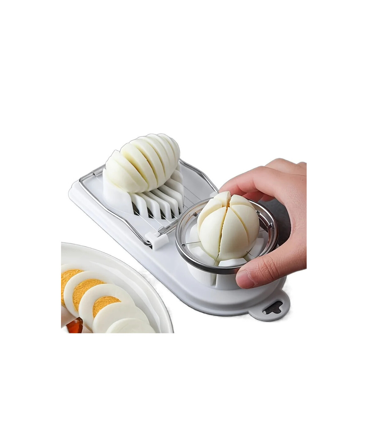 [WHITE] Trancheur d\'œufs multifonctionnel en acier inoxydable, séparateur fantaisie, outil de c