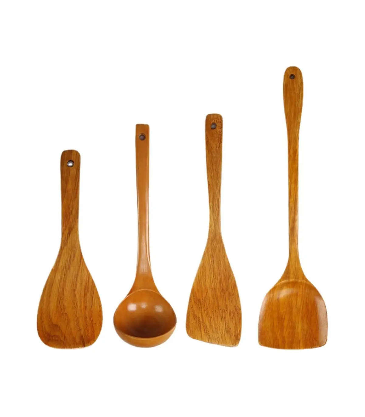 [4pcs] Ensemble d\'ustensiles de cuisine en bois, cuillères en bois pour la cuisine, ustensiles,