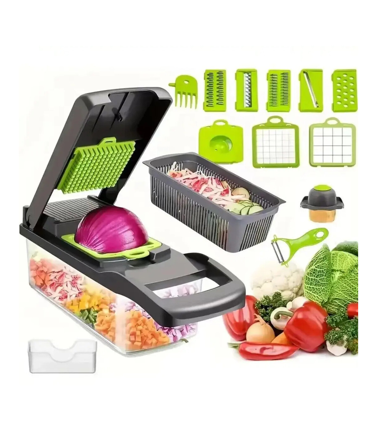 [16 piece set] Trancheuse à légumes multifonctionnelle 16 en 1, trancheuse de fruits et d\'ingré
