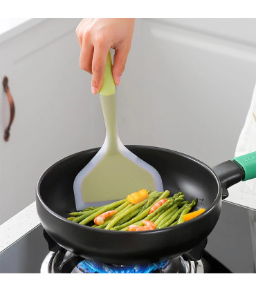 [1PC purple] Spatule à jade en silicone multicolore, poêle antiadhésive, spatule à frire résist