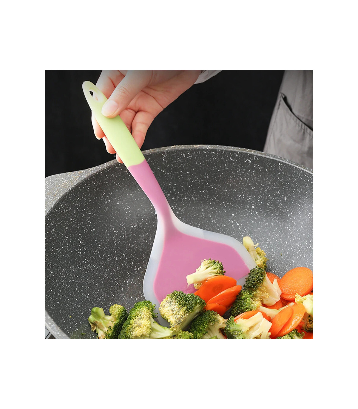 [1PC purple] Spatule à jade en silicone multicolore, poêle antiadhésive, spatule à frire résist