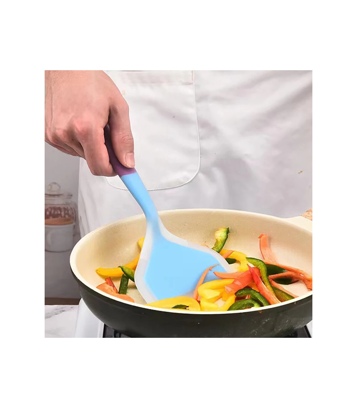 [1PC yellow] Spatule à jade en silicone multicolore, poêle antiadhésive, spatule à frire résist