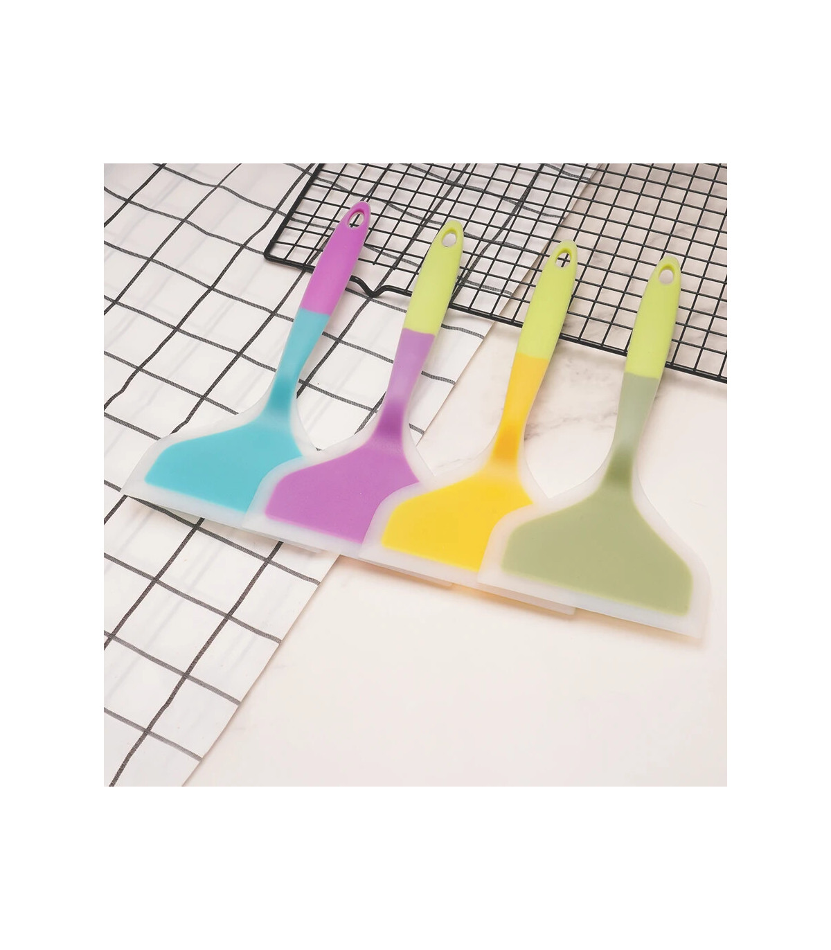 [1PC yellow] Spatule à jade en silicone multicolore, poêle antiadhésive, spatule à frire résist