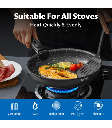 [Black Ensembe de plus de cina pièces GERMANY] Batterie de cuisine à induction 13 pièces, ensem