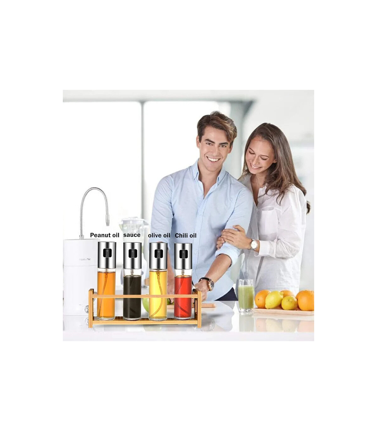 [Gold] Pulvérisateur d\'huile d\'olive, bouteille en verre de qualité alimentaire avec tête de pu