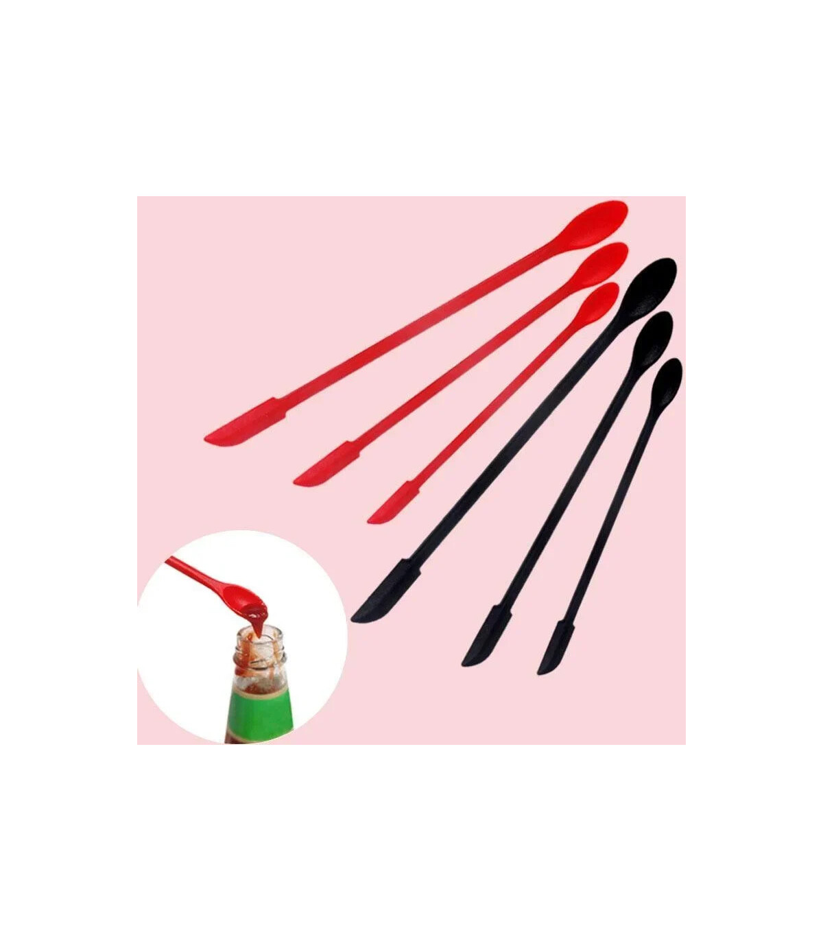 [Red] Spatule en Silicone résistante à la chaleur, manche Long, grattoir à double extrémité et 
