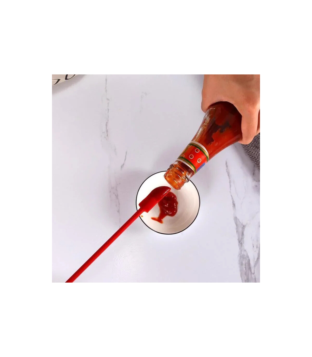 [Red] Spatule en Silicone résistante à la chaleur, manche Long, grattoir à double extrémité et 