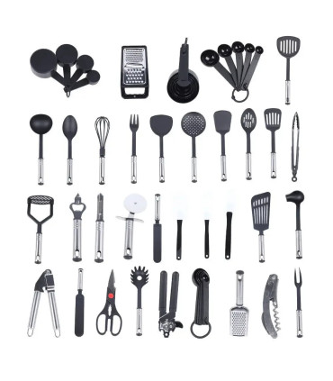 [Black GERMANY] 40 pièces ensemble d\'aide de cuisine en acier inoxydable ustensiles antiadhésif
