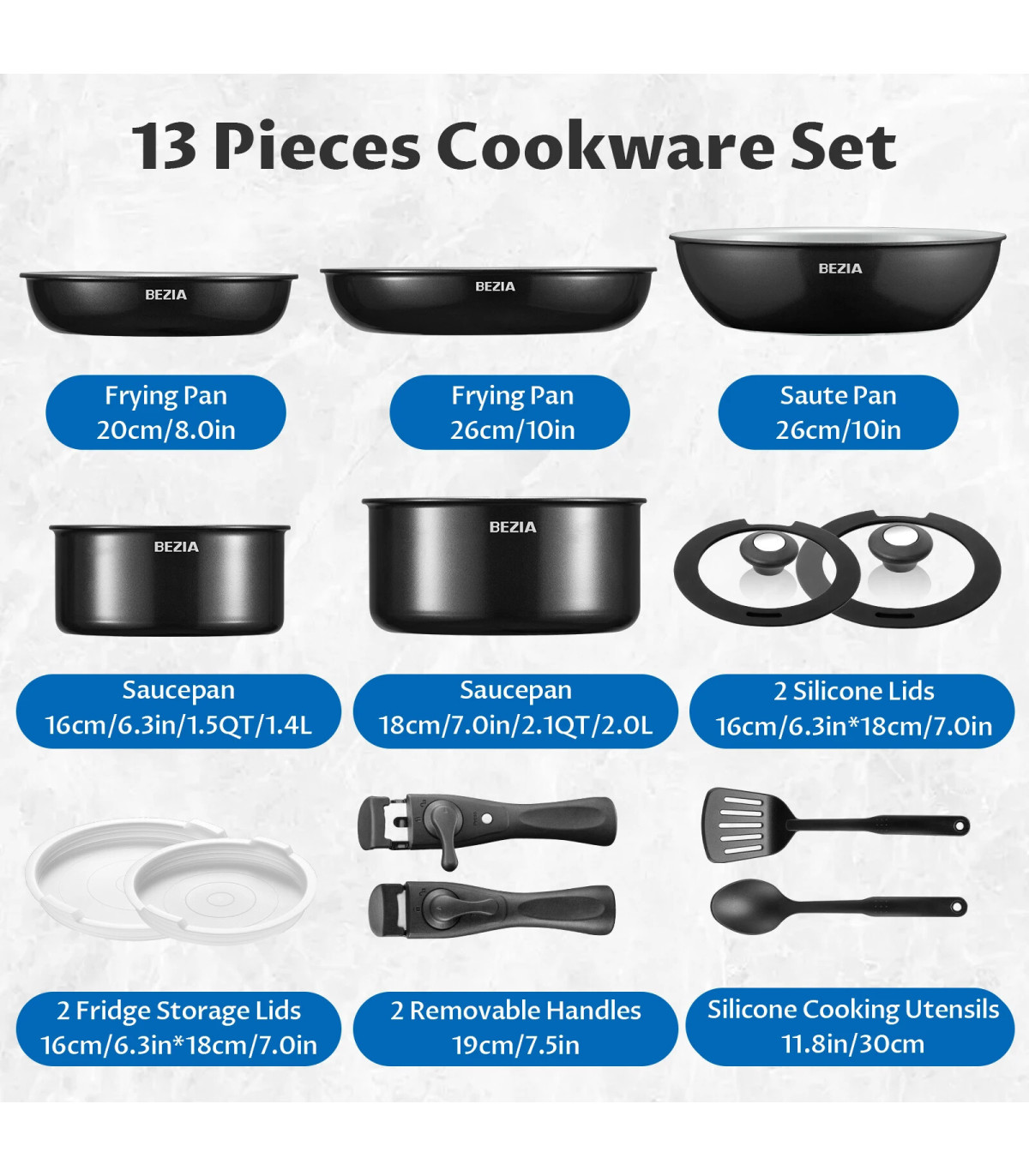 [Black 13-Piece GERMANY] Batterie de cuisine à induction avec revêtement céramique sain, casser