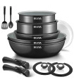 AKIMANIA.FR - [Black 13-Piece France] Batterie de cuisine à induction avec revêtement céramique sain, cassero