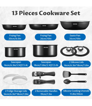 [Black 13-Piece France] Batterie de cuisine à induction avec revêtement céramique sain, cassero