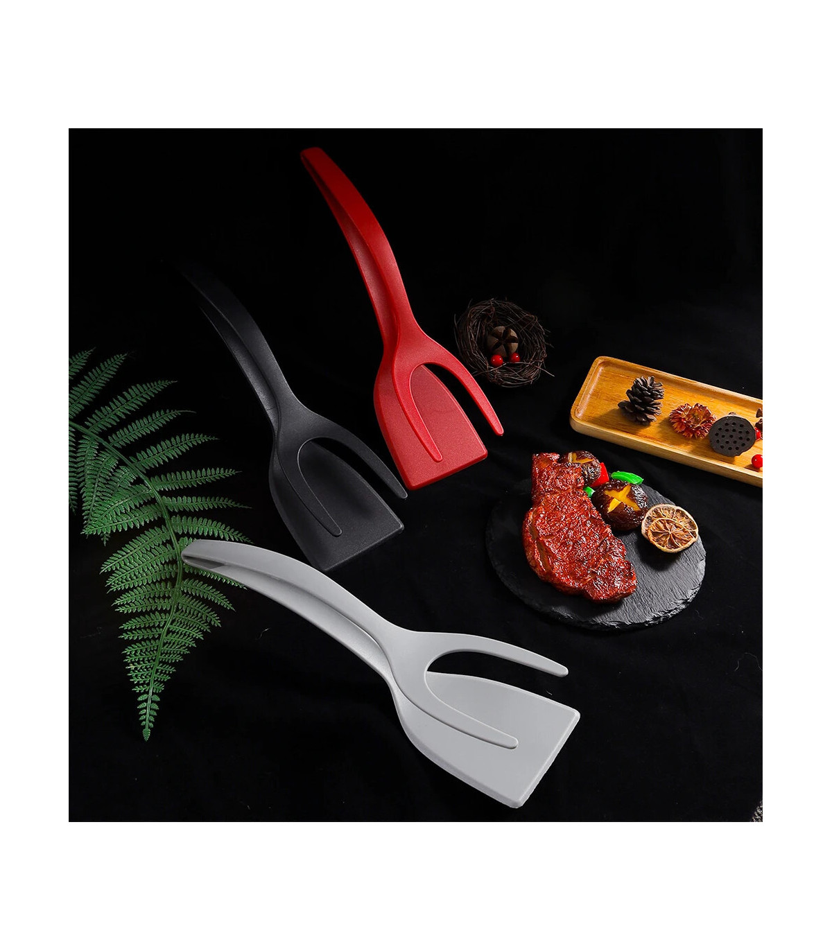 [Black 1pcs CHINA] Spatule à crêpes antiarina, tourneurs frits, pince à œufs, cuisine, steak, p