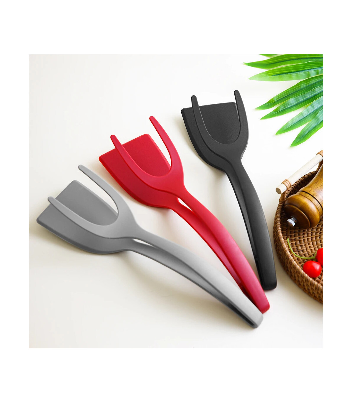 [Black 1pcs CHINA] Spatule à crêpes antiarina, tourneurs frits, pince à œufs, cuisine, steak, p