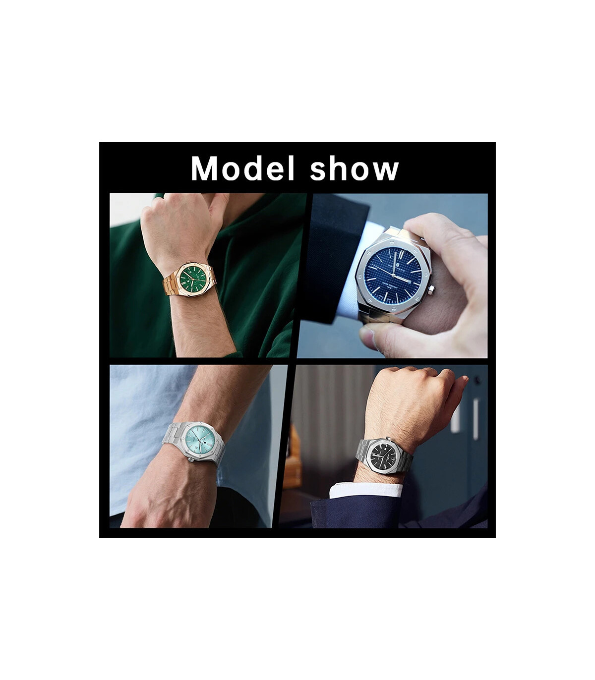 [SO2110-03 Non] SAPPHERO montre pour hommes, bracelet en acier inoxydable, conception résistant