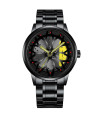 AKIMANIA.FR - [Black Yellow] Montres de roue de voiture en acier inoxydable pour hommes, montre-bracelet à qu