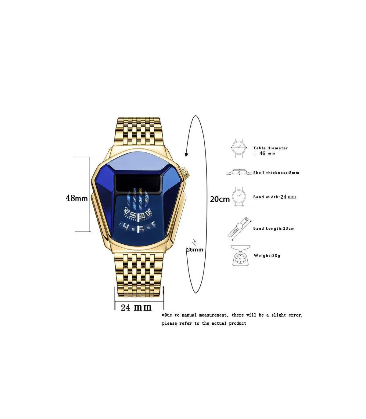 [Gold-Gold] Montre à quartz étanche pour homme, personnalité de moto, nouvelle tendance