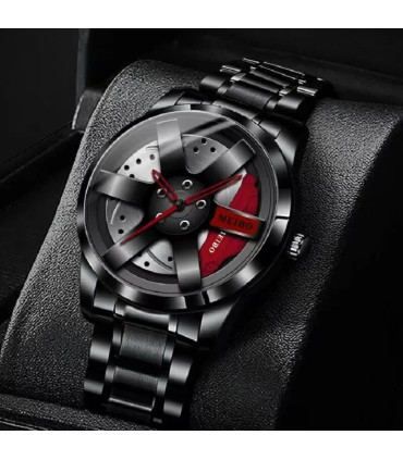 [Red P] Mode hommes voiture roue montres de luxe en acier inoxydable montre étanche pour hommes