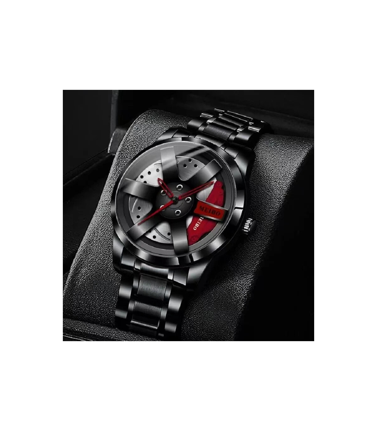 [Red] Mode hommes voiture roue montres de luxe en acier inoxydable montre étanche pour hommes Q