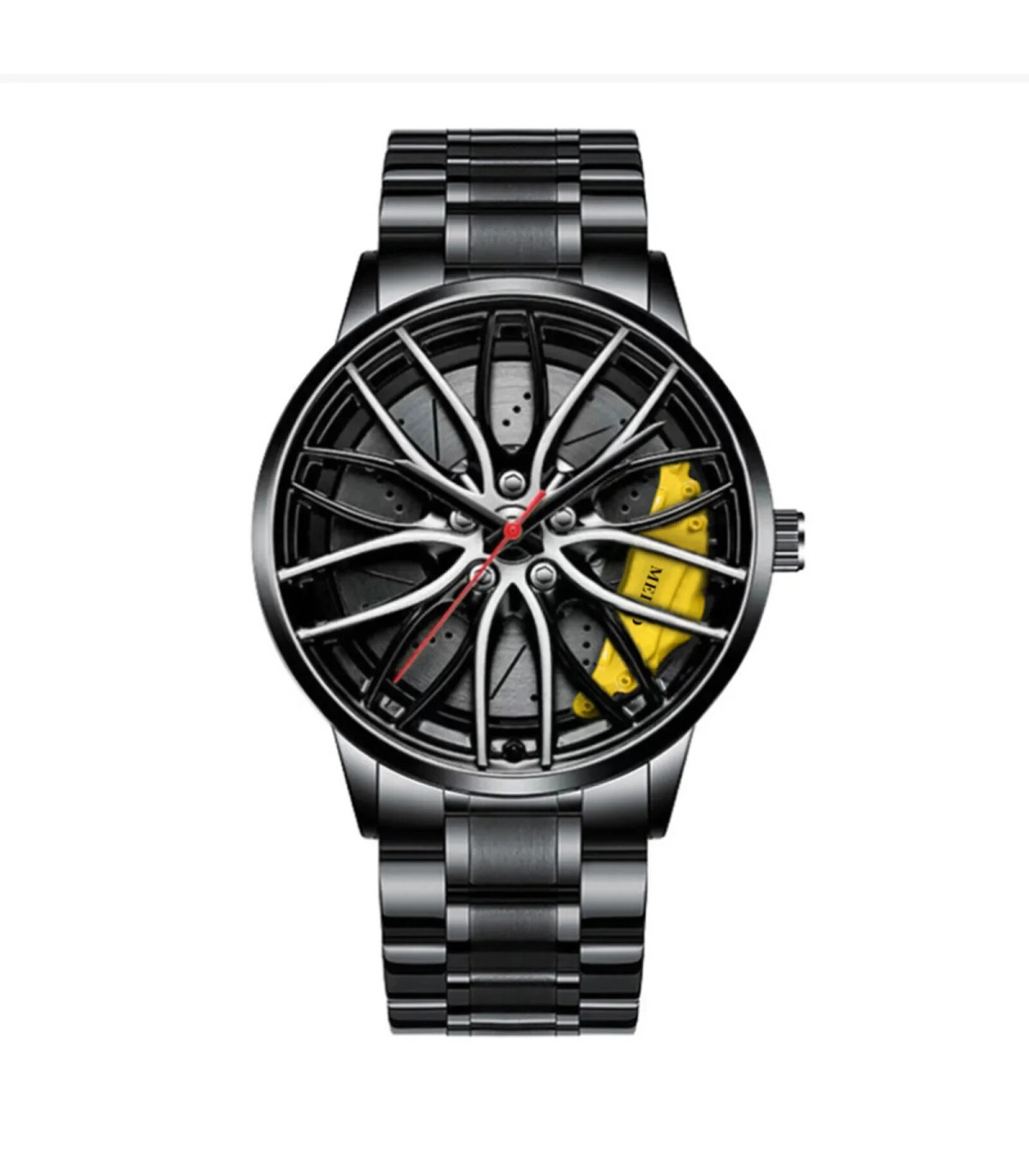 [Black B] Montres de voiture pour hommes, montre-bracelet à Quartz étanche en acier inoxydable,