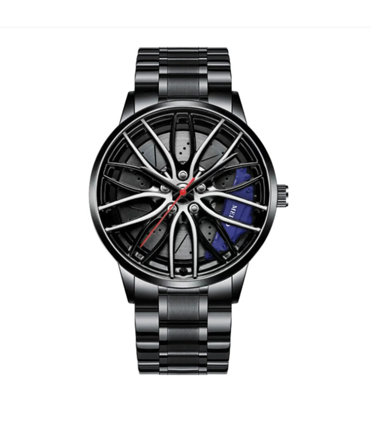 [Black B] Montres de voiture pour hommes, montre-bracelet à Quartz étanche en acier inoxydable,