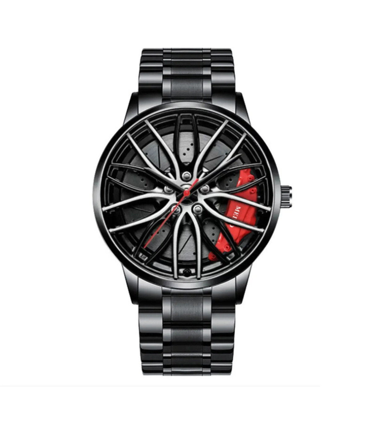 [Black C] Montres de voiture pour hommes, montre-bracelet à Quartz étanche en acier inoxydable,