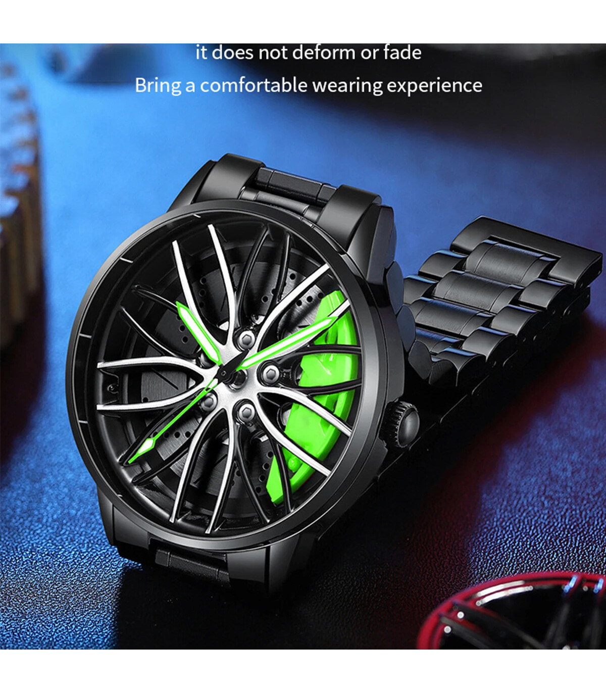 [LT03-HUANG] Montre de voiture à cadran rotatif, mouvement à Quartz, en acier inoxydable, VA AV