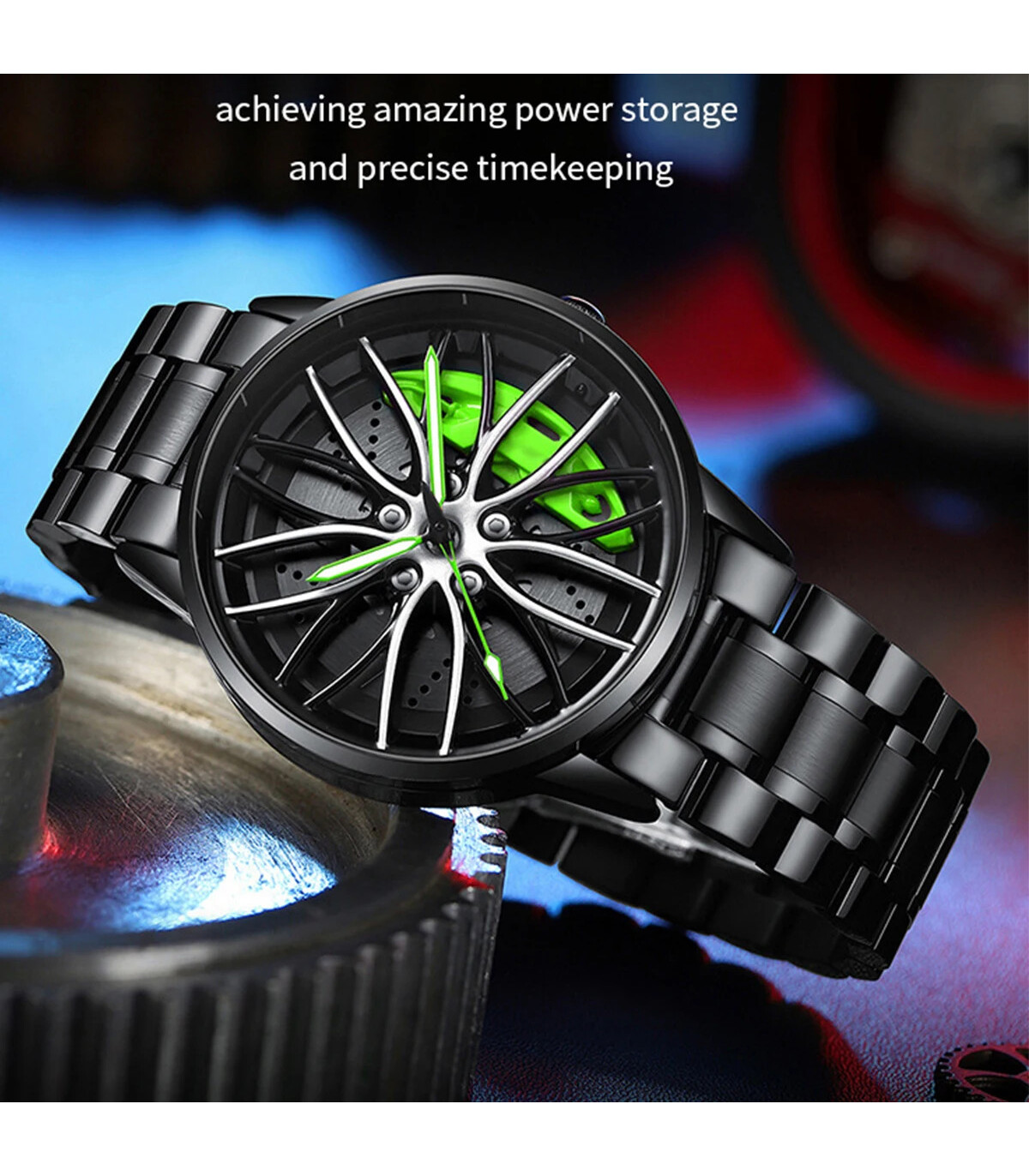 [LT03-HUANG] Montre de voiture à cadran rotatif, mouvement à Quartz, en acier inoxydable, VA AV