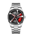 AKIMANIA.FR - [Silver red] LIGE new sports men's car wheel watches business waterproof quartz watch