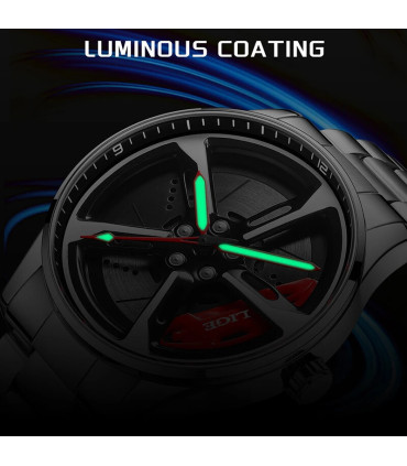 [Silver green] LIGE nouveau sport hommes voiture roue montres affaires étanche montre à Quartz 