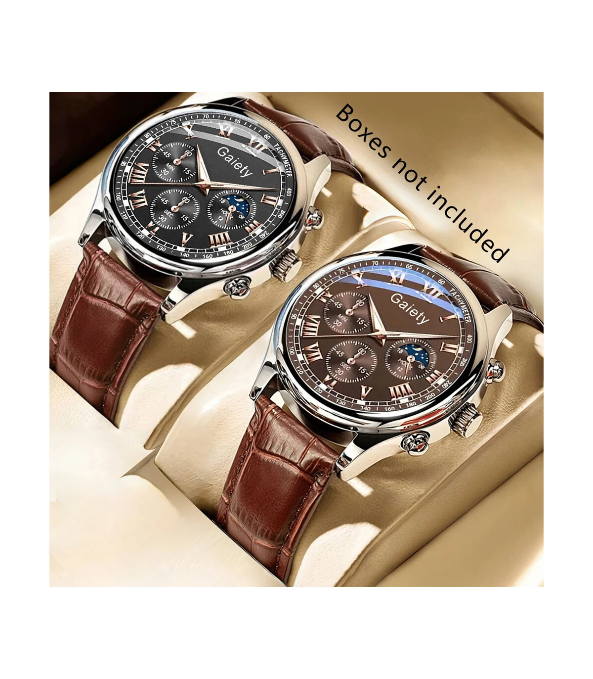 [Café] Ensemble de montres pour hommes d\'affaires, 2 pièces, tendance, rétro, polyvalent, à Qua