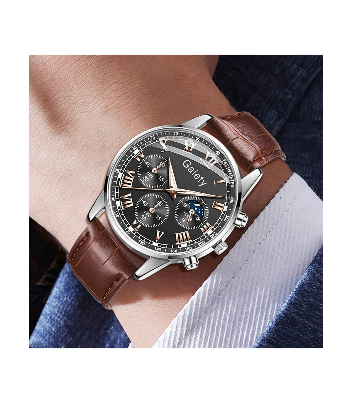 [Café] Ensemble de montres pour hommes d\'affaires, 2 pièces, tendance, rétro, polyvalent, à Qua