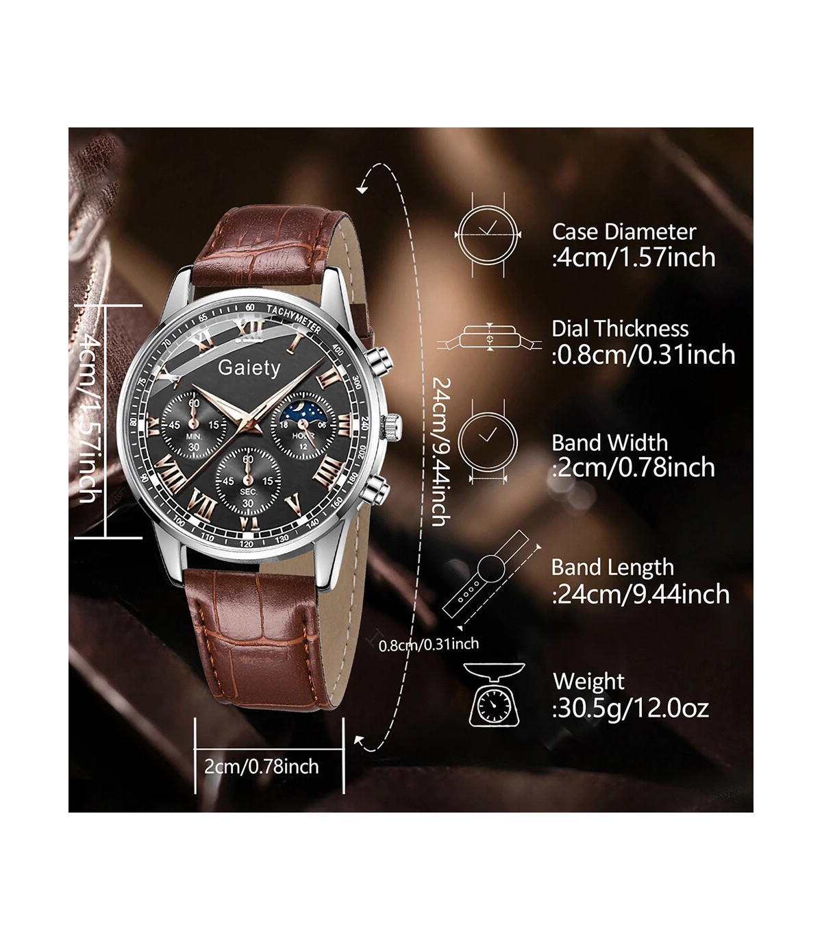 [Café] Ensemble de montres pour hommes d\'affaires, 2 pièces, tendance, rétro, polyvalent, à Qua