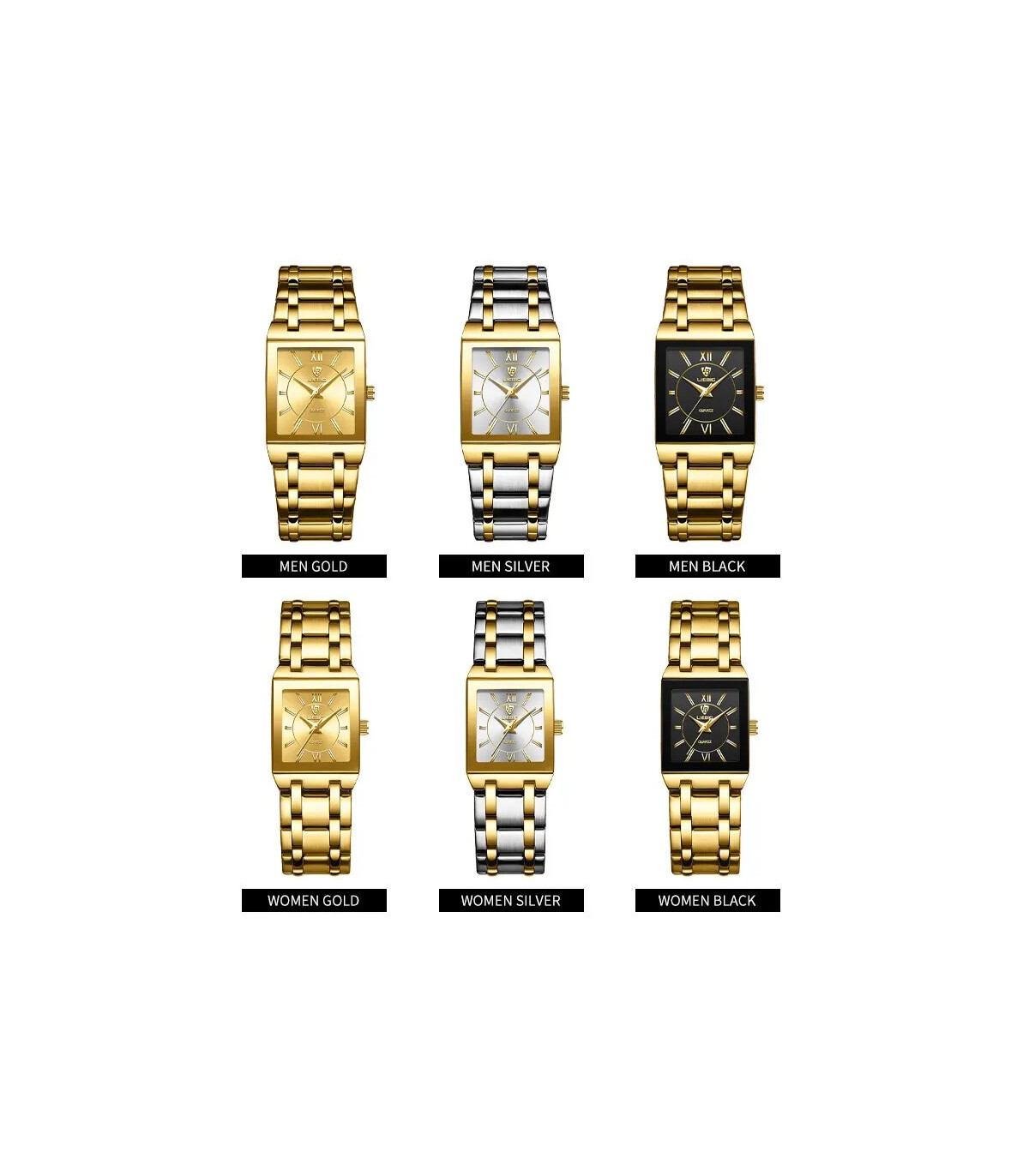 [Women Silver] LIEBIG montres à Quartz de luxe pour femmes hommes montre d\'affaires conception 