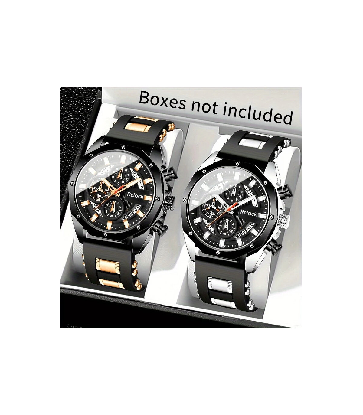 [Black silvery] [Montre à Quartz pour hommes de mode] 2 pièces montre de sport décontractée pou