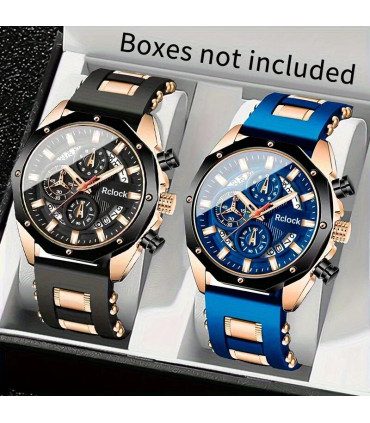[Black silvery] [Montre à Quartz pour hommes de mode] 2 pièces montre de sport décontractée pou